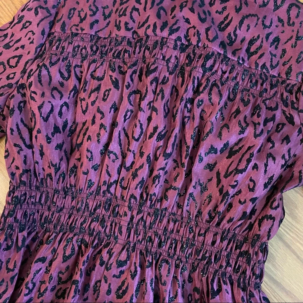 Vintage 90’s Y2K Leopard Print Burgundy Vintage Blazer Jacket Size M